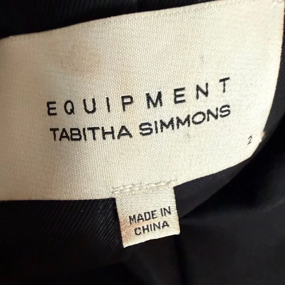 EQUIPMENT X TABITHA SIMMONS Bourlet Faille-Trimmed Cotton-Velvety Blazer Size 2 - Picture 10 of 11